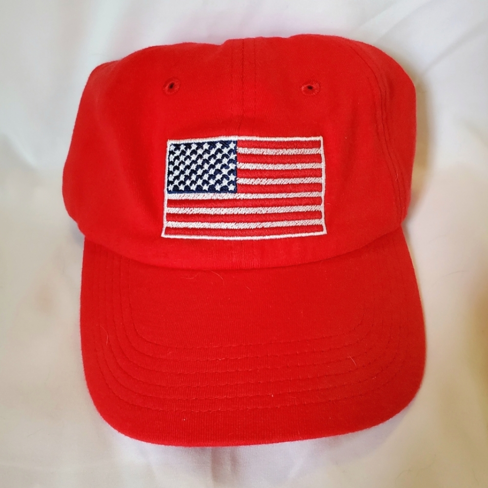 Champion Red Dad Hat Baseball Cap Patriotic Flag Soft Cotton  Adjustable strap